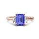 1 - Chand 1.94 ctw Emerald shape Tanzanite (8x6 mm) Accented Cadillac shape Lab Grown Diamonds Three Stone Women Engagement Ring 