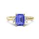 1 - Chand 1.94 ctw Emerald shape Tanzanite (8x6 mm) Accented Cadillac shape Lab Grown Diamonds Three Stone Women Engagement Ring 