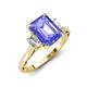 3 - Chand 1.94 ctw Emerald shape Tanzanite (8x6 mm) Accented Cadillac shape Lab Grown Diamonds Three Stone Women Engagement Ring 