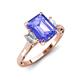 3 - Chand 1.94 ctw Emerald shape Tanzanite (8x6 mm) Accented Cadillac shape Lab Grown Diamonds Three Stone Women Engagement Ring 