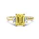 1 - Chand 1.74 ctw Emerald shape Yellow Sapphire (8x6 mm) Accented Cadillac shape Lab Grown Diamonds Three Stone Women Engagement Ring 