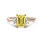 1 - Chand 1.74 ctw Emerald shape Yellow Sapphire (8x6 mm) Accented Cadillac shape Lab Grown Diamonds Three Stone Women Engagement Ring 