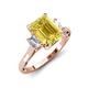 3 - Chand 1.74 ctw Emerald shape Yellow Sapphire (8x6 mm) Accented Cadillac shape Lab Grown Diamonds Three Stone Women Engagement Ring 