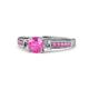 5 - Dzeni 1.56 ctw Pink Sapphire and Side Natural Diamond with Accented Pink Sapphire Three Stone Engagement Ring  