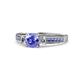 5 - Dzeni 1.37 ctw Tanzanite and Side Natural Diamond with Accented Tanzanite Three Stone Engagement Ring  