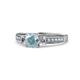 5 - Dzeni 1.30 ctw Aquamarine and Side Natural Diamond with Accented Aquamarine Three Stone Engagement Ring  