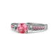 5 - Dzeni 1.30 ctw Pink Tourmaline and Side Natural Diamond with Accented Pink Tourmaline Three Stone Engagement Ring  
