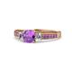 5 - Dzeni 1.30 ctw Amethyst and Side Natural Diamond with Accented Amethyst Three Stone Engagement Ring  