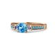 5 - Dzeni 1.39 ctw Blue Topaz and Side Natural Diamond with Accented Blue Topaz Three Stone Engagement Ring  