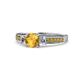 5 - Dzeni 1.30 ctw Citrine and Side Natural Diamond with Accented Citrine Three Stone Engagement Ring  