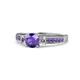 5 - Dzeni 1.23 ctw Iolite and Side Natural Diamond with Accented Iolite Three Stone Engagement Ring  