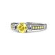 5 - Dzeni 1.41 ctw Yellow Sapphire and Side Natural Diamond with Accented Yellow Sapphire Three Stone Engagement Ring  