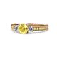 5 - Dzeni 1.41 ctw Yellow Sapphire and Side Natural Diamond with Accented Yellow Sapphire Three Stone Engagement Ring  