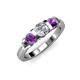 3 - Raea 1.13 ctw Lab Grown Diamond and Amethyst Three Stone Engagement Ring 
