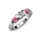 3 - Raea 1.19 ctw Lab Grown Diamond and Rhodolite Garnet Three Stone Engagement Ring 