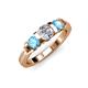 3 - Raea 1.04 ctw Lab Grown Diamond and Blue Topaz Three Stone Engagement Ring 
