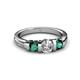 4 - Raea 1.13 ctw Lab Grown Diamond and Emerald Three Stone Engagement Ring 