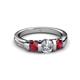 4 - Raea 1.13 ctw Lab Grown Diamond and Ruby Three Stone Engagement Ring 