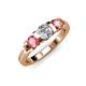 2 - Raea 1.13 ctw Natural Diamond (5.00 mm) With Pink Tourmaline Three Stone Ring  