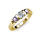 2 - Raea 1.13 ctw Natural Diamond (5.00 mm) With Iolite Three Stone Ring  