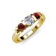 2 - Raea 1.19 ctw Natural Diamond (5.00 mm) With Red Garnet Three Stone Ring  