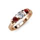 2 - Raea 1.19 ctw Natural Diamond (5.00 mm) With Red Garnet Three Stone Ring  