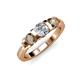 2 - Raea 1.07 ctw Natural Diamond (5.00 mm) With Smoky Quartz Three Stone Ring  