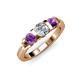 2 - Raea 1.13 ctw Natural Diamond (5.00 mm) With Amethyst Three Stone Ring  