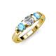 2 - Raea 1.04 ctw Natural Diamond (5.00 mm) With Blue Topaz Three Stone Ring  