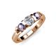 2 - Raea 1.13 ctw Natural Diamond (5.00 mm) With Iolite Three Stone Ring  