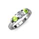 2 - Raea 1.19 ctw Natural Diamond (5.00 mm) With Peridot Three Stone Ring  