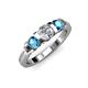 2 - Raea 1.16 ctw Natural Diamond (5.00 mm) With London Blue Topaz Three Stone Ring  