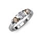 2 - Raea 1.07 ctw Natural Diamond (5.00 mm) With Smoky Quartz Three Stone Ring  