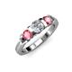 2 - Raea 1.13 ctw Natural Diamond (5.00 mm) With Pink Tourmaline Three Stone Ring  