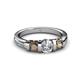 4 - Raea 1.07 ctw Lab Grown Diamond and Smoky Quartz Three Stone Engagement Ring 
