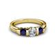 4 - Raea 1.13 ctw Lab Grown Diamond and Blue Sapphire Three Stone Engagement Ring 