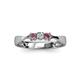 4 - Rylai 0.18 ctw Natural Diamond (2.70 mm) and Rhodolite Garnet Three Stone Engagement Ring  