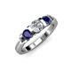 2 - Raea 1.13 ctw Natural Diamond (5.00 mm) With Blue Sapphire Three Stone Ring  