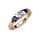 2 - Raea 1.13 ctw Natural Diamond (5.00 mm) With Blue Sapphire Three Stone Ring  