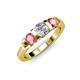 2 - Raea 1.13 ctw Natural Diamond (5.00 mm) With Pink Tourmaline Three Stone Ring  