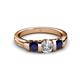 3 - Raea 1.13 ctw Natural Diamond (5.00 mm) With Blue Sapphire Three Stone Ring  