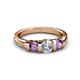 3 - Raea 1.13 ctw Natural Diamond (5.00 mm) With Amethyst Three Stone Ring  