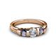3 - Raea 1.13 ctw Natural Diamond (5.00 mm) With Iolite Three Stone Ring  