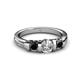 3 - Raea 1.13 ctw Natural Diamond (5.00 mm) With Black Diamond Three Stone Ring  