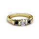 3 - Raea 1.13 ctw Natural Diamond (5.00 mm) With Black Diamond Three Stone Ring  