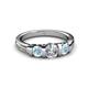 3 - Raea 1.13 ctw Natural Diamond (5.00 mm) With Aquamarine Three Stone Ring  