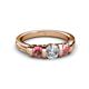 3 - Raea 1.13 ctw Natural Diamond (5.00 mm) With Pink Tourmaline Three Stone Ring  