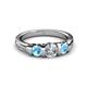 3 - Raea 1.04 ctw Natural Diamond (5.00 mm) With Blue Topaz Three Stone Ring  