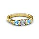 3 - Raea 1.04 ctw Natural Diamond (5.00 mm) With Blue Topaz Three Stone Ring  