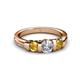 3 - Raea 1.13 ctw Natural Diamond (5.00 mm) With Citrine Three Stone Ring  